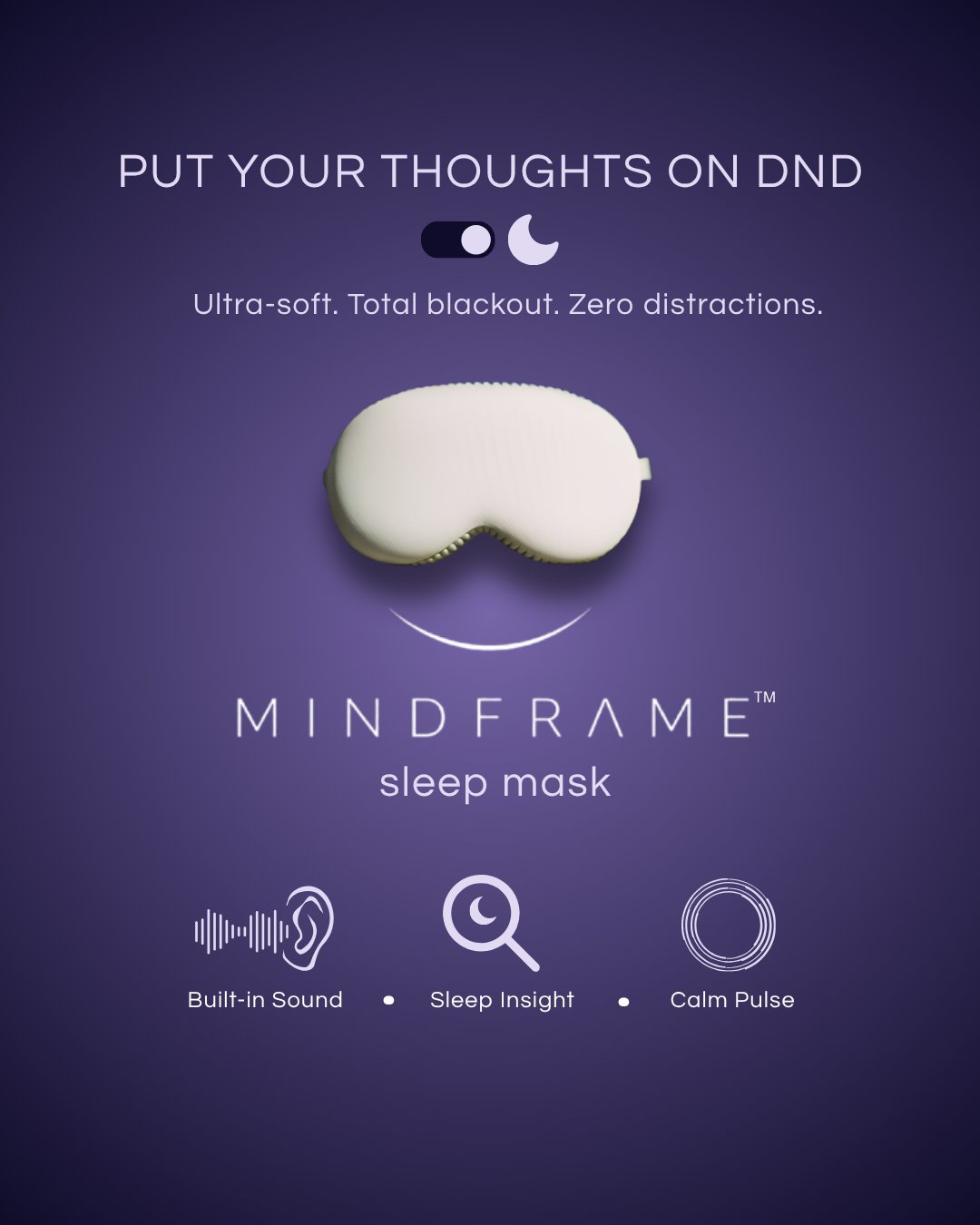 MindFrame sleep mask mock Instagram ad designed by Anirika